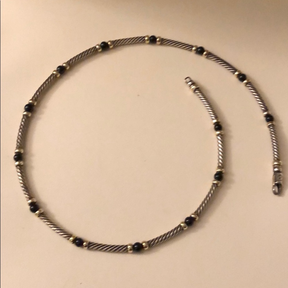 David Yurman sterling 14 kt gold onyx necklace - Picture 5 of 6